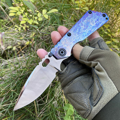MASALONG 210mm Folding Pocket Knife - Outdoor Camping EDC Utility Tool TC4 Titanium Alloy Handle