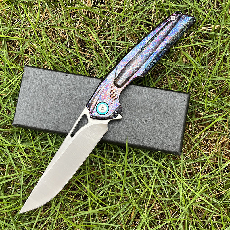 MASALONG D2 Steel Folding Utility Knife - Titanium Handle EDC Blade KNI-FD-009