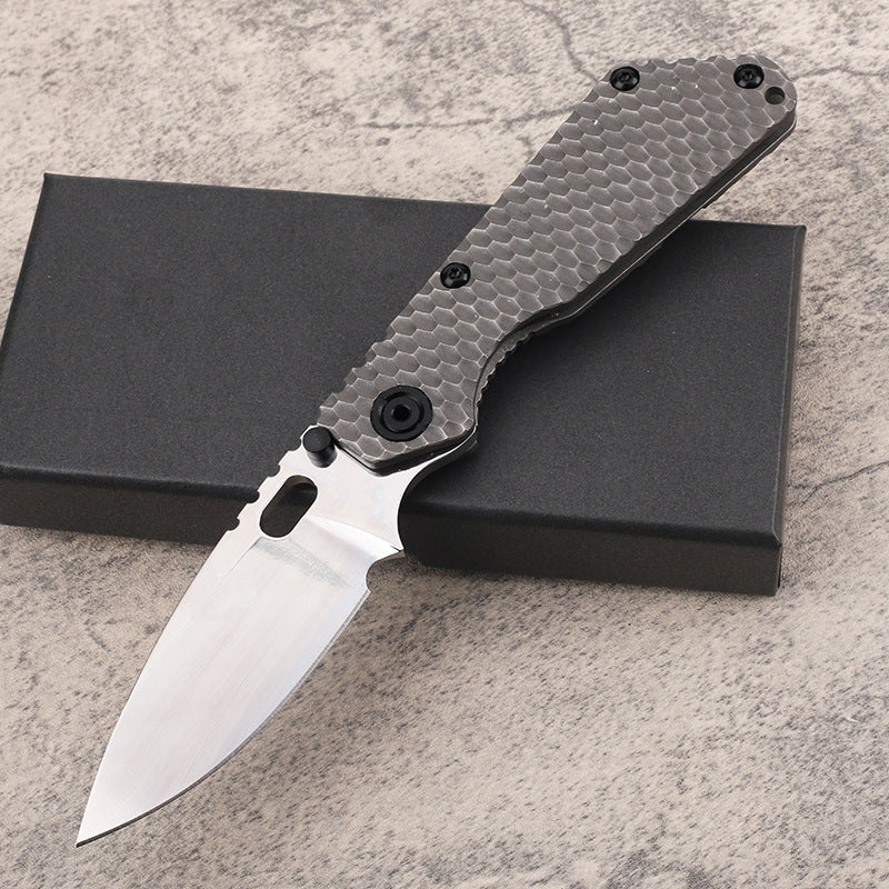 MASALONG D2 Steel Folding EDC Utility Knife - Titanium Handle Outdoor Tool Kni-fd-019