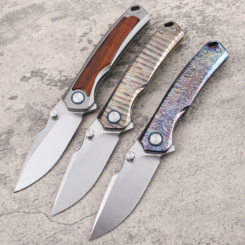 MASALONG VG10 Folding Pocket Knife - Titanium & Ironwood EDC Utility KNI-FD-018