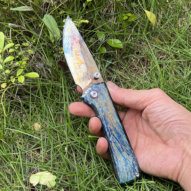 MASALONG D2 Steel EDC Folding Knife - Anodized Titanium Handle KNI-FD-006