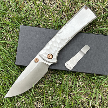 MASALONG 2026 D2 Steel Titanium Handle EDC Folding Utility Tool - Sandblasted KNI-FD-011