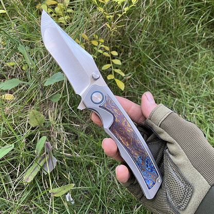 MASALONG VG10 Steel Folding Knife - TC4 Titanium Timascus/Zirconium EDC