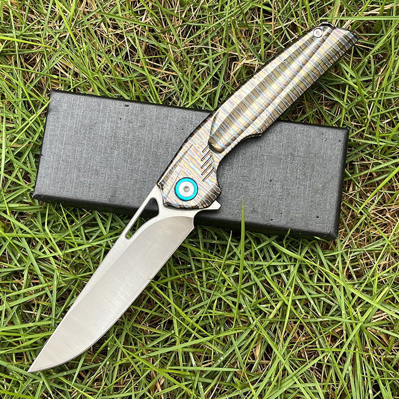 MASALONG D2 Steel Folding Utility Knife - Titanium Handle EDC Blade KNI-FD-009