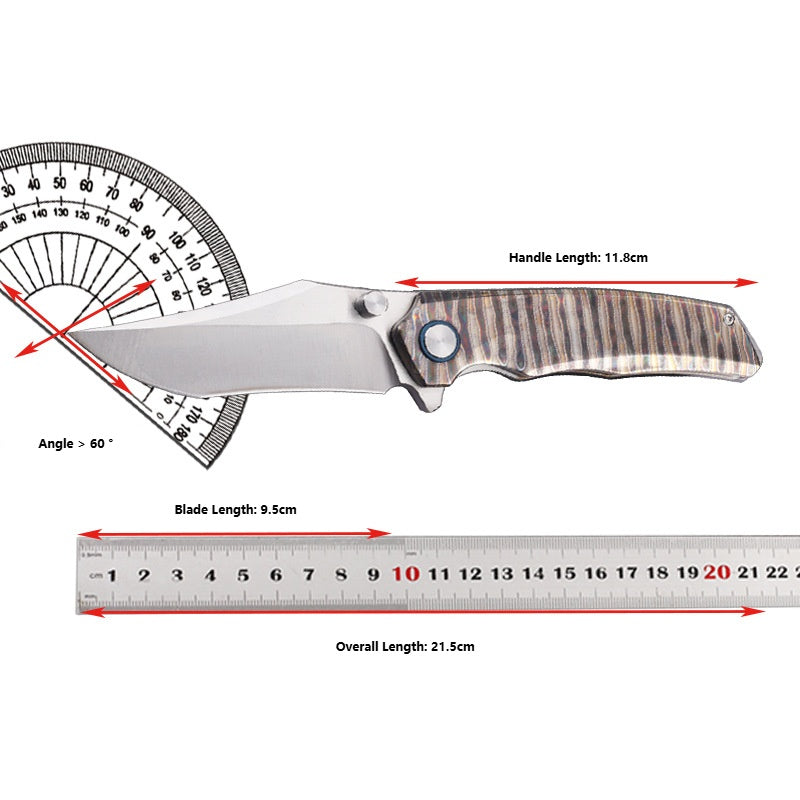 MASALONG VG10 Steel EDC Folding Knife - Fire Pattern TC4 Titanium Handle KNI-FD-025