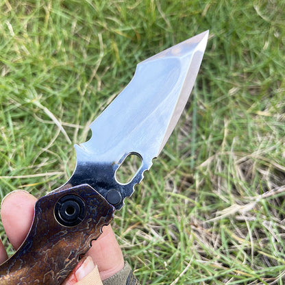 MASALONG 210mm Folding Pocket Knife - Outdoor Camping EDC Utility Tool TC4 Titanium Alloy Handle