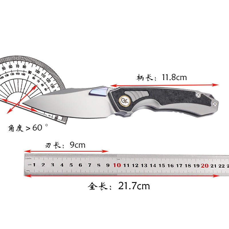 MASALONG 14C28N Steel TC4 Titanium Carbon Fiber EDC Folding Knife - Outdoor Utility