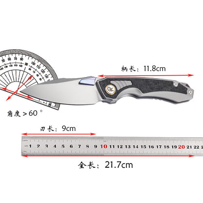 MASALONG 14C28N Steel TC4 Titanium Carbon Fiber EDC Folding Knife - Outdoor Utility