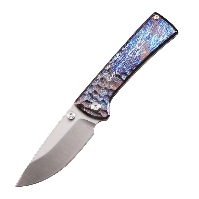 MASALONG D2 Steel Folding Knife - Titanium Handle EDC Outdoor Utility KNI-FD-012