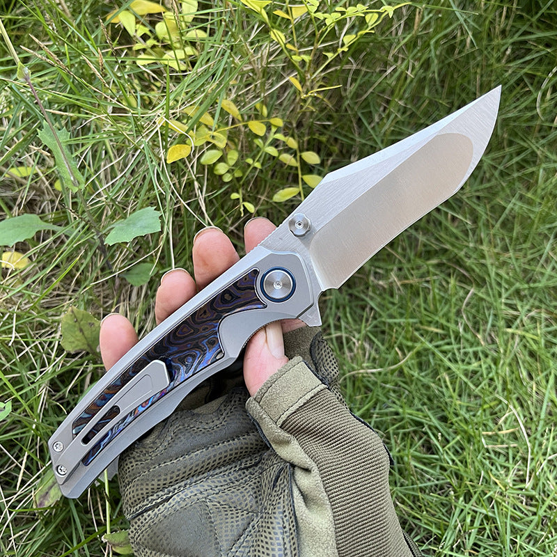 MASALONG VG10 Steel Folding Knife - TC4 Titanium Timascus/Zirconium EDC