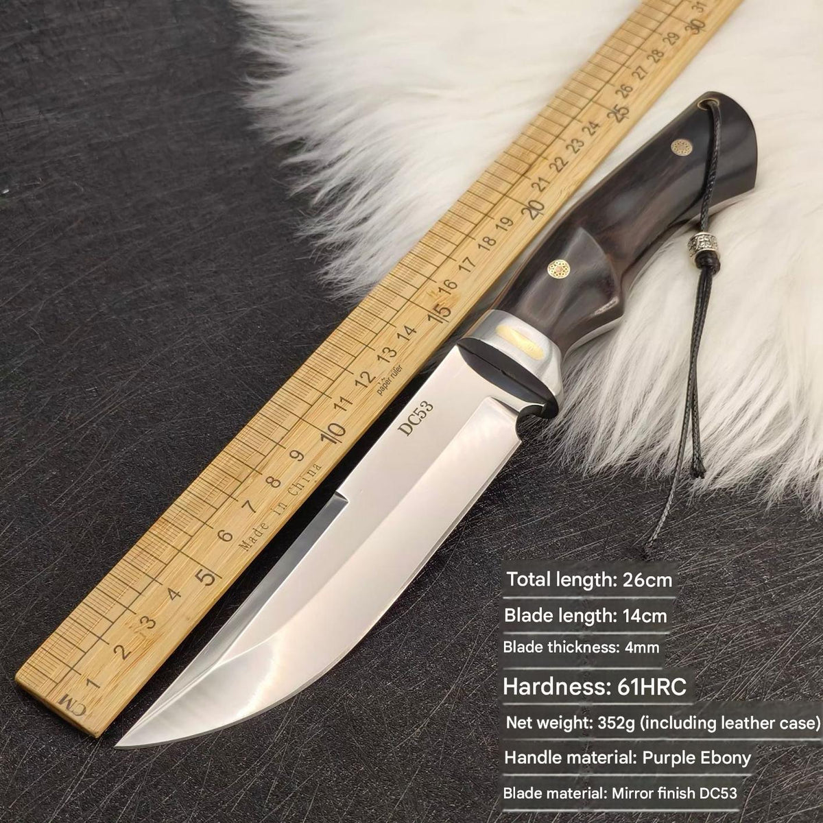 MASALONG DC53 Fixed Blade Outdoor Utility Knife - Camping & Bushcraft Tool