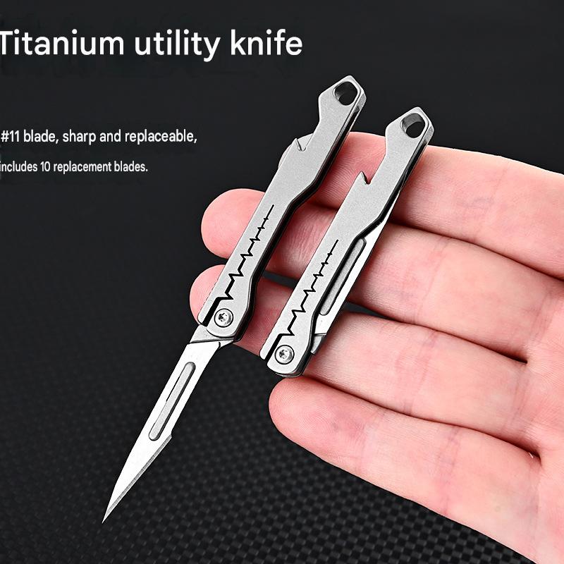 MASALONG Titanium EDC Folding Utility Knife - Quick Change Blade & Bottle Opener