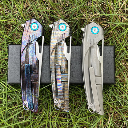MASALONG D2 Steel Folding Utility Knife - Titanium Handle EDC Blade KNI-FD-009