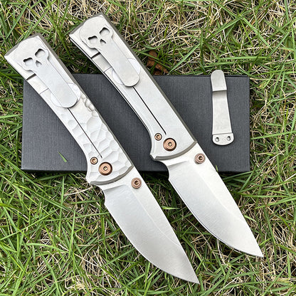MASALONG 2026 D2 Steel Titanium Handle EDC Folding Utility Tool - Sandblasted KNI-FD-011