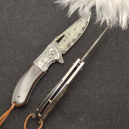 MASALONG Damascus Steel Folding Pocket Knife - High Hardness EDC Utility