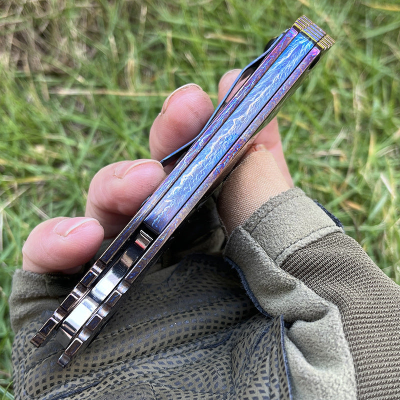 MASALONG 210mm Folding Pocket Knife - Outdoor Camping EDC Utility Tool TC4 Titanium Alloy Handle