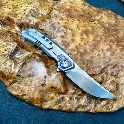 Masalong Premium-style portable folding knife—ideal for outdoor use or as a collector's piece; suitable as a household fruit knife or everyday carry (EDC) pocket knife. Features an M390 blade with a brushed or mirror finish.