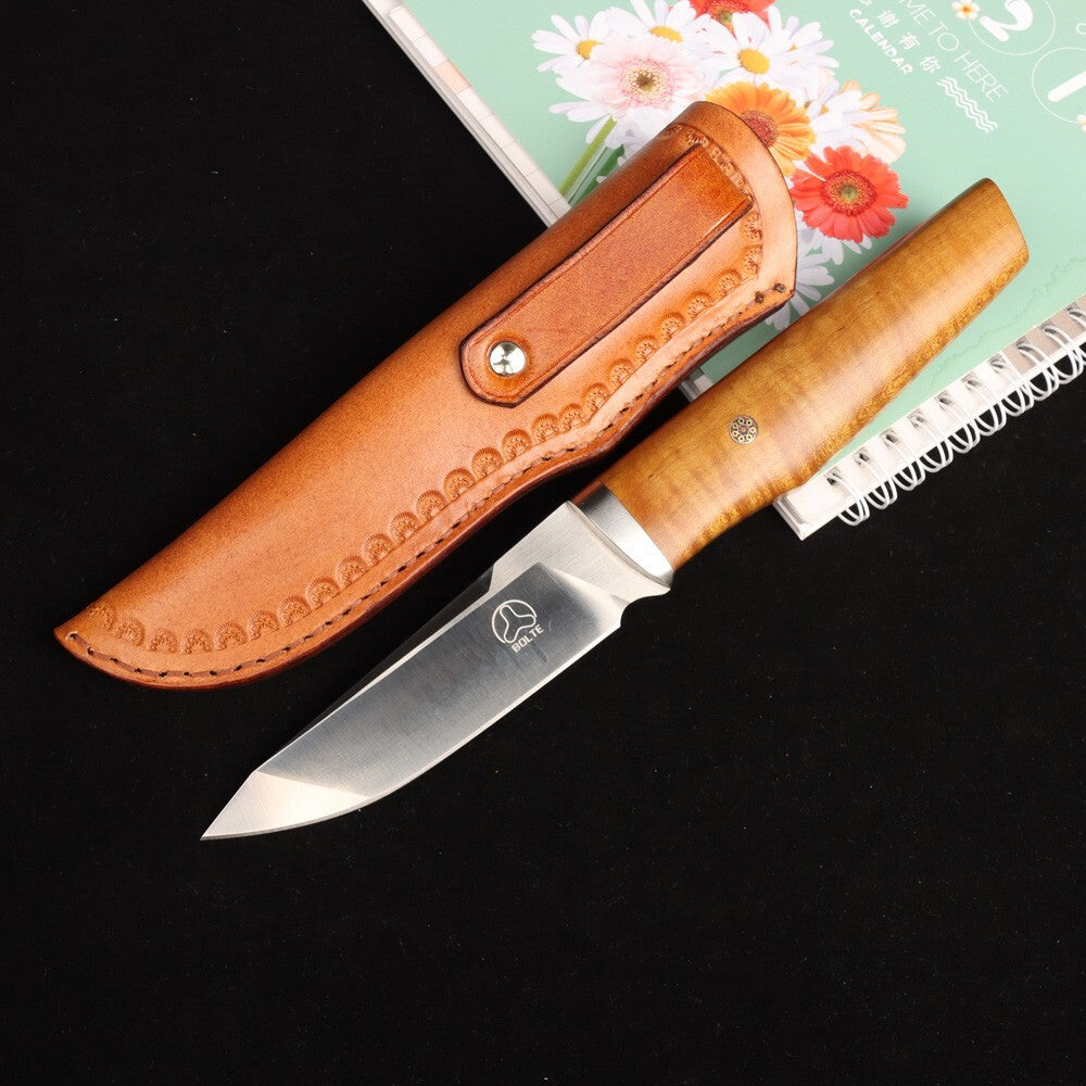 Outdoor survival straight knife 14C28N steel Blade （Second-hand inventory collectible knives）