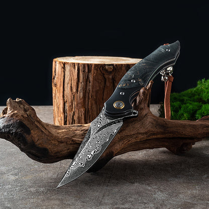 Kni282 Outdoor Folding Knife Camping Wilderness Survival Portable Knife 73 Layer VG10 High Hardness Stable Wood Handle Outdoor Knife
