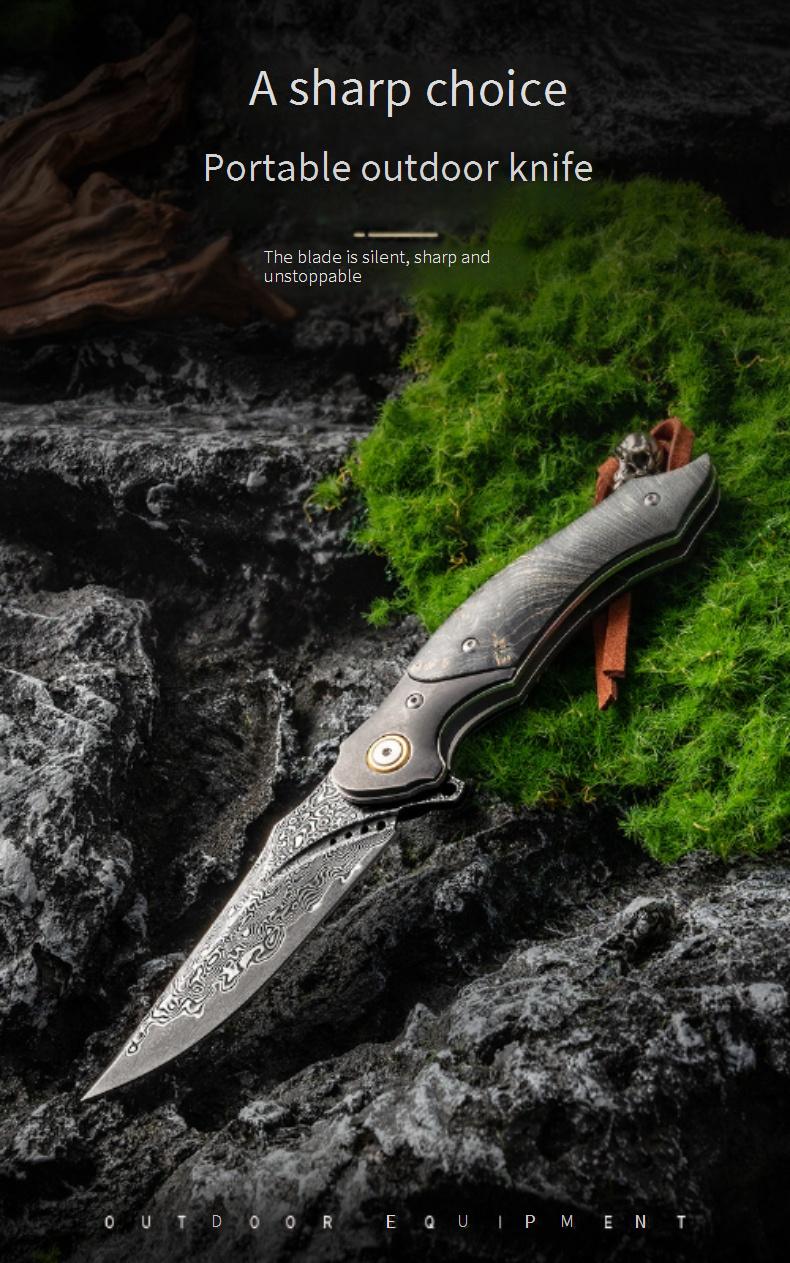 Kni282 Outdoor Folding Knife Camping Wilderness Survival Portable Knife 73 Layer VG10 High Hardness Stable Wood Handle Outdoor Knife