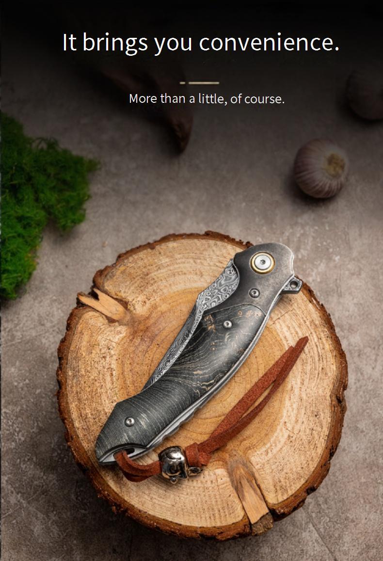 Kni282 Outdoor Folding Knife Camping Wilderness Survival Portable Knife 73 Layer VG10 High Hardness Stable Wood Handle Outdoor Knife