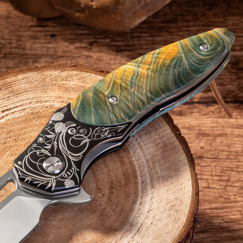 Kni284 Outdoor Folding Knife ASP30 Powder Steel Stable Wood Handle Wire Lock Folding Outdoor Knife