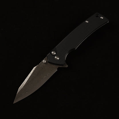 Masalong kni286 Damascus steel blade, G10 handle, anti-slip folding knife, button lock suitable for daily outdoor camping and tactical use