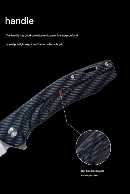 MASALONG kni288 Professional Outdoor Folding Tool - Durable D2 Steel knife Compact Gear for Hiking, Fishing and Camping