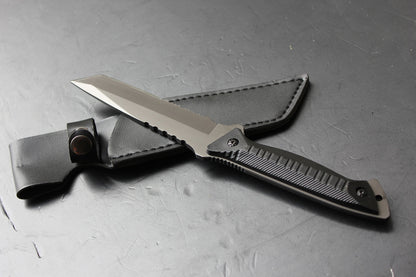 Military Survival Gear Full Tang  Dagger Leather Sheath hunting vintage knife （Second-hand inventory collectible knives)