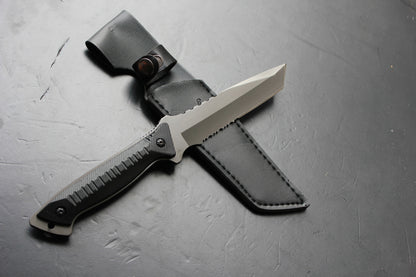 Military Survival Gear Full Tang  Dagger Leather Sheath hunting vintage knife （Second-hand inventory collectible knives)