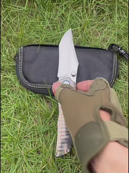 MASALONG VG10 Steel EDC Folding Knife - Fire Pattern TC4 Titanium Handle KNI-FD-025