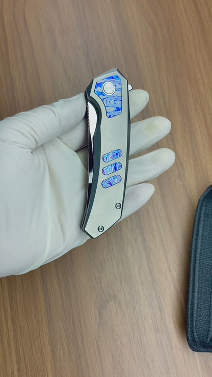 Masalong Premium-style portable folding knife—ideal for outdoor use or as a collector's piece; suitable as a household fruit knife or everyday carry (EDC) pocket knife. Features an M390 blade with a brushed or mirror finish.