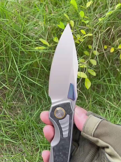 MASALONG 14C28N Steel TC4 Titanium Carbon Fiber EDC Folding Knife - Outdoor Utility