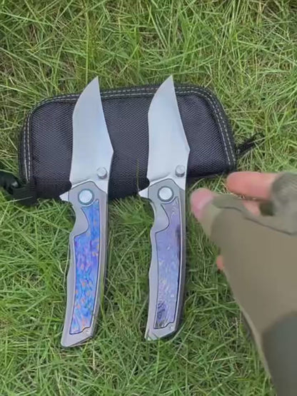 MASALONG VG10 Steel Folding Knife - TC4 Titanium Timascus/Zirconium EDC