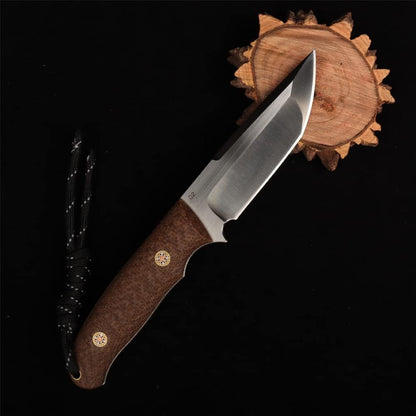 Linen handle straight knife, stainless steel straight knife, multi-functional tactical knife, high hardness self-defense knife, camping knife sos-004