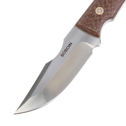 Linen handle straight knife, stainless steel straight knife, multi-functional tactical knife, high hardness self-defense knife, camping knife sos-004