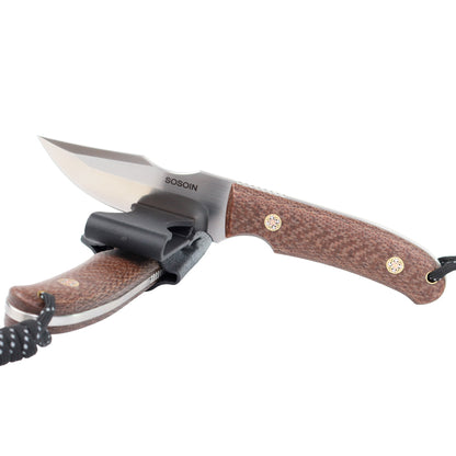 Linen handle straight knife, stainless steel straight knife, multi-functional tactical knife, high hardness self-defense knife, camping knife sos-004