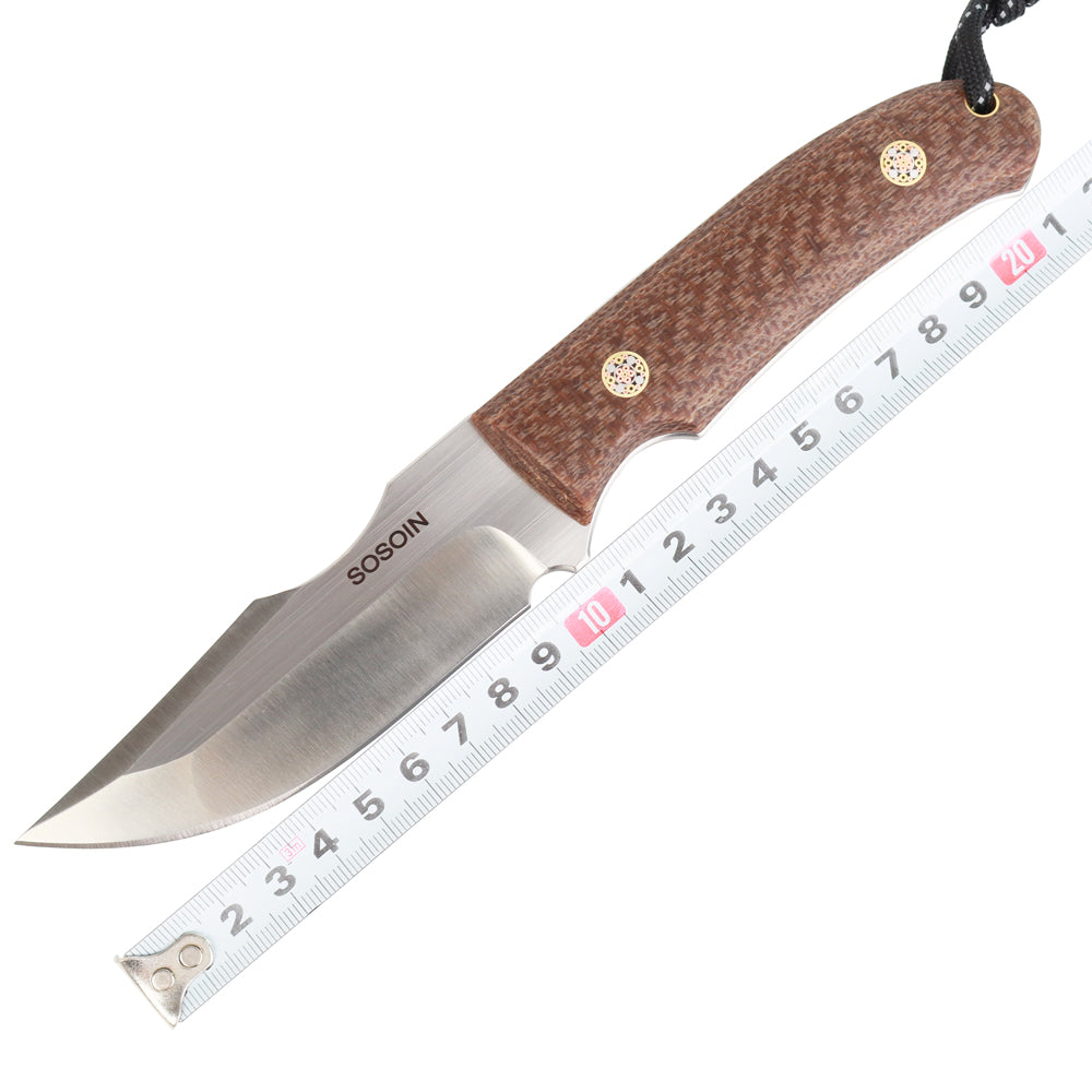 Linen handle straight knife, stainless steel straight knife, multi-functional tactical knife, high hardness self-defense knife, camping knife sos-004