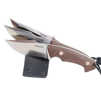 Linen handle straight knife, stainless steel straight knife, multi-functional tactical knife, high hardness self-defense knife, camping knife sos-004