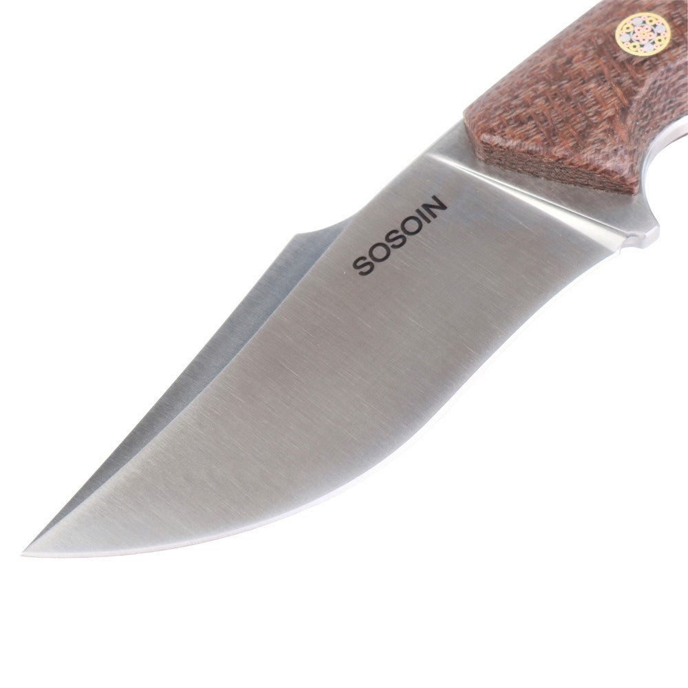 Linen handle straight knife, stainless steel straight knife, multi-functional tactical knife, high hardness self-defense knife, camping knife sos-004