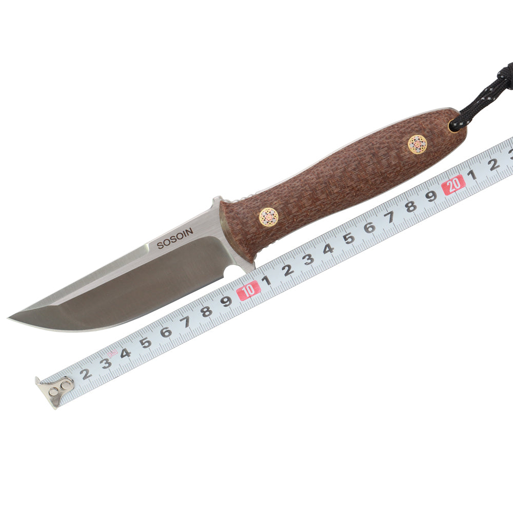 Linen handle straight knife, stainless steel straight knife, multi-functional tactical knife, high hardness self-defense knife, camping knife sos-004
