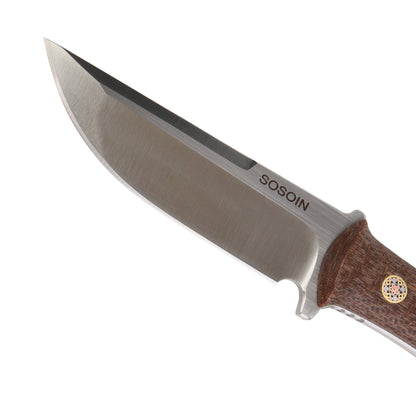 Linen handle straight knife, stainless steel straight knife, multi-functional tactical knife, high hardness self-defense knife, camping knife sos-004