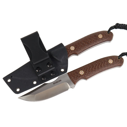 Linen handle straight knife, stainless steel straight knife, multi-functional tactical knife, high hardness self-defense knife, camping knife sos-004