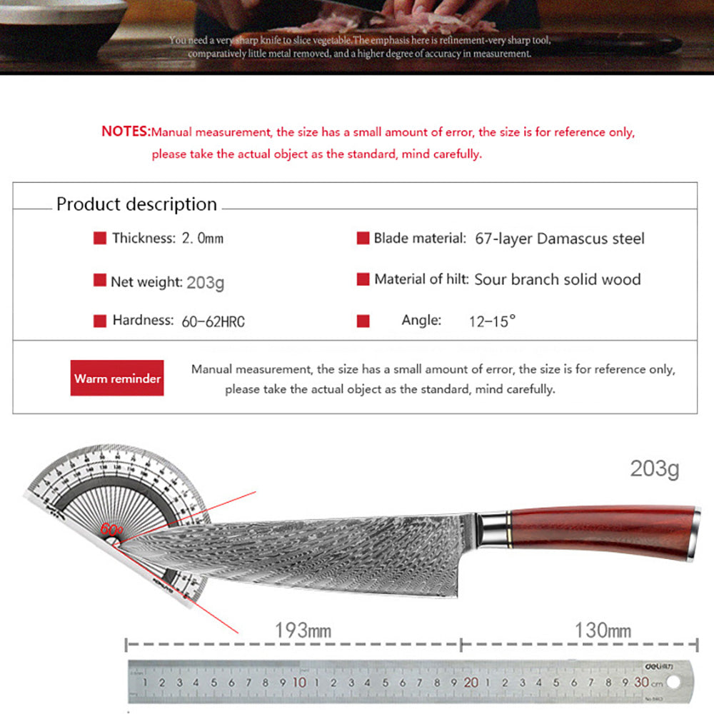 MASALONG Kitchen13 Chef Damascus VG10 steel professional beef kitchen knife Acid branch handle