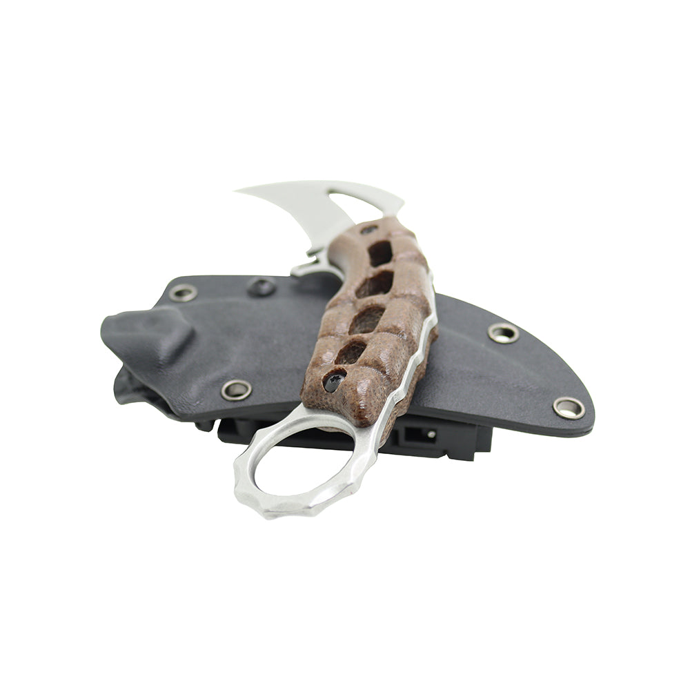 KARAMBIT HIGH-END DC53 STEEL SCORPION CLAW KNIFE OUTDOOR SURVIVAL WITH  SHEATH