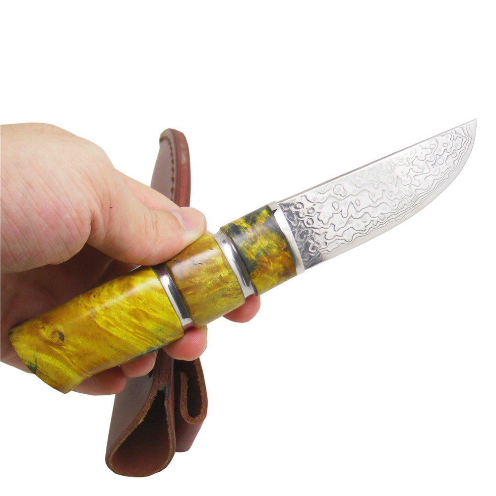 MASALONG Kni166 Stable Cured Wood Samurai Fixed Blade Straight Knife Outdoor Camping Pocket Knives