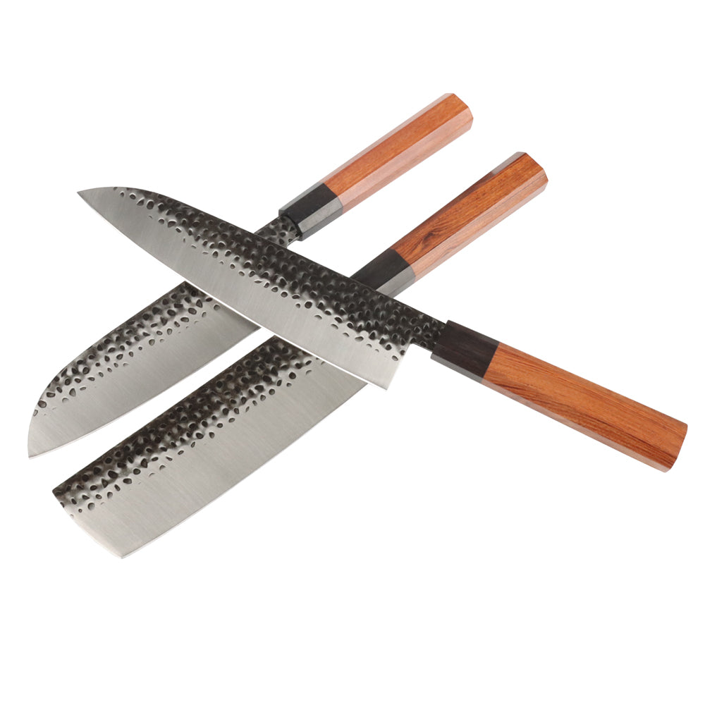 Masalong 8 inch Hammered Chef Knife Set Kni240 8Cr18Mov Extremely Sharp Cooking Knife