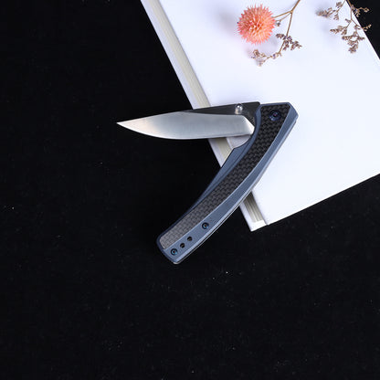 Cuchillo plegable Masalong Liner Lock Kni242 G10 con mango de fibra de carbono, cuchillo para exteriores apto para campamento, supervivencia en la naturaleza, estilo militar