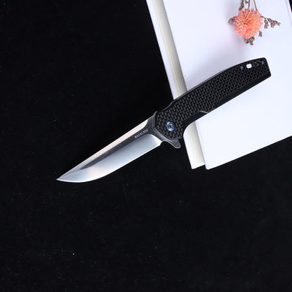 Navaja plegable de bolsillo de apertura rápida Masalong Kni243, hoja 7cr17 con mango de fibra de carbono G10, para exteriores, portátil, para uso doméstico y práctico