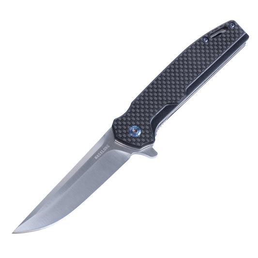 Masalong Quickly Open pocket Folding Knife Kni243 7cr17 Blade With carbon fiber G10 Handle For Outdoor Portable Home Practical